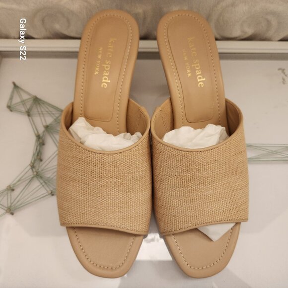 NIB Kate Spade Beige Woven Sandals - Picture 6 of 10